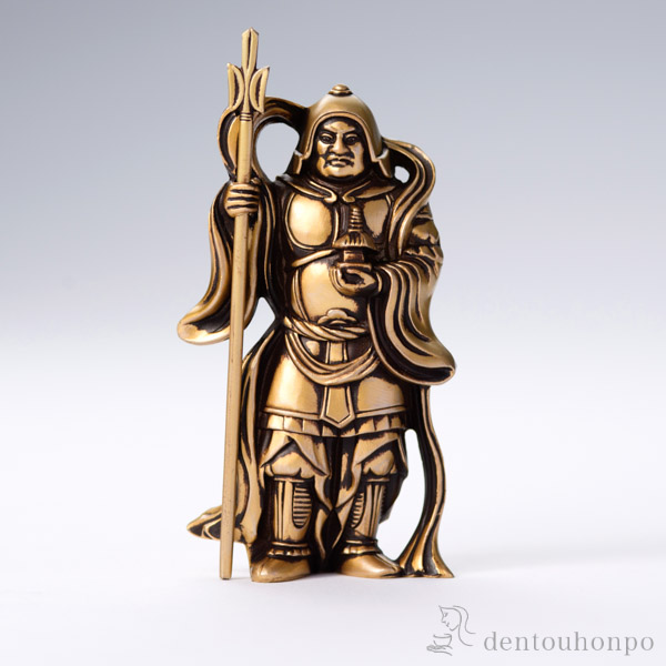 七福神 毘沙門天 シルキーゴールド≪在庫確認後、10~14営業日程で出荷≫ ( 木札名入れ有料 母の日 プレゼント 初任給 恵比寿 大黒 宝船 置物 幸運 高岡銅器 )