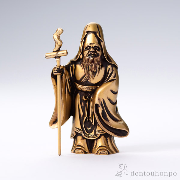 七福神 福禄寿 シルキーゴールド≪在庫確認後、10~14営業日程で出荷≫ ( 木札名入れ有料 母の日 プレゼント 初任給 恵比寿 大黒 宝船 置物 幸運 高岡銅器 )