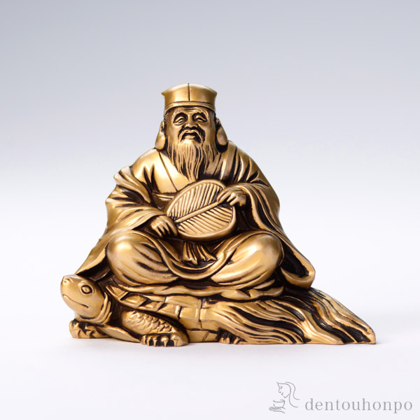 七福神 寿老人 シルキーゴールド≪在庫確認後、10~14営業日程で出荷≫ ( 木札名入れ有料 母の日 プレゼント 初任給 恵比寿 大黒 宝船 置物 幸運 高岡銅器 )