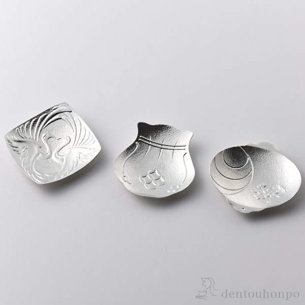 【送料無料】福楽 まめざら 向鶴　宝袋　小槌 3個セット≪13時までのご注文即日発送(休業日を除く)≫ ( あすつく カレー皿 ガラス 大皿 盛皿 セット 高岡銅器 )