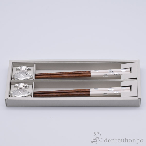 【送料無料】福楽 箸置き・箸セット 宝袋 2膳セット≪在庫確認後、1~3営業日で出荷≫ ( 敬老の日 プレゼント 孫 お箸 プレゼント セット 高級箸 塗り箸 高岡銅器 )