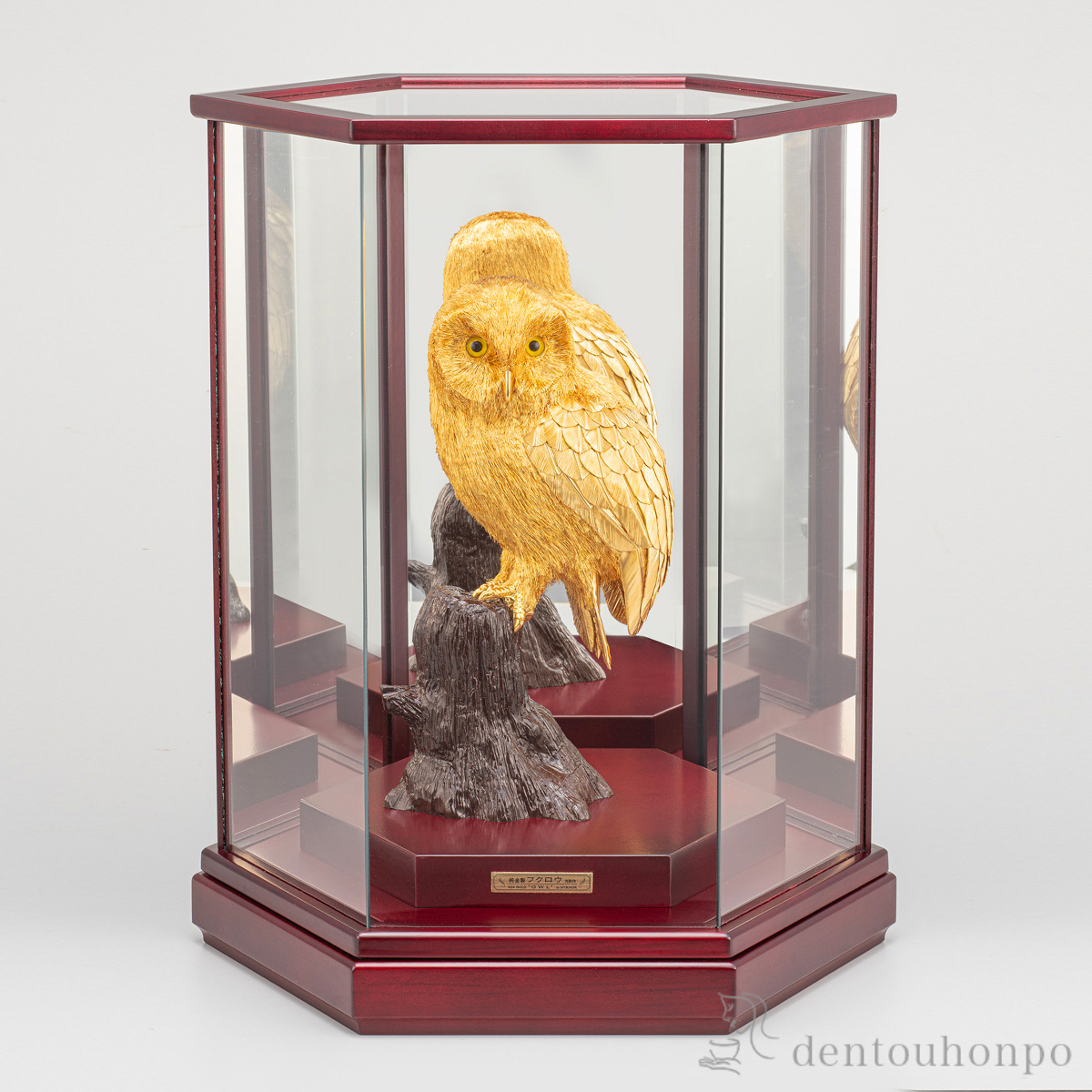 【送料無料】純金 フクロウ B 400g≪注文後に商品取り寄せ、後日納期連絡致します≫ ( 光則（金工芸） 木札名入れ有料 高級 コレクション 美術品 工芸品 伝統 東京銀器（金工芸） )