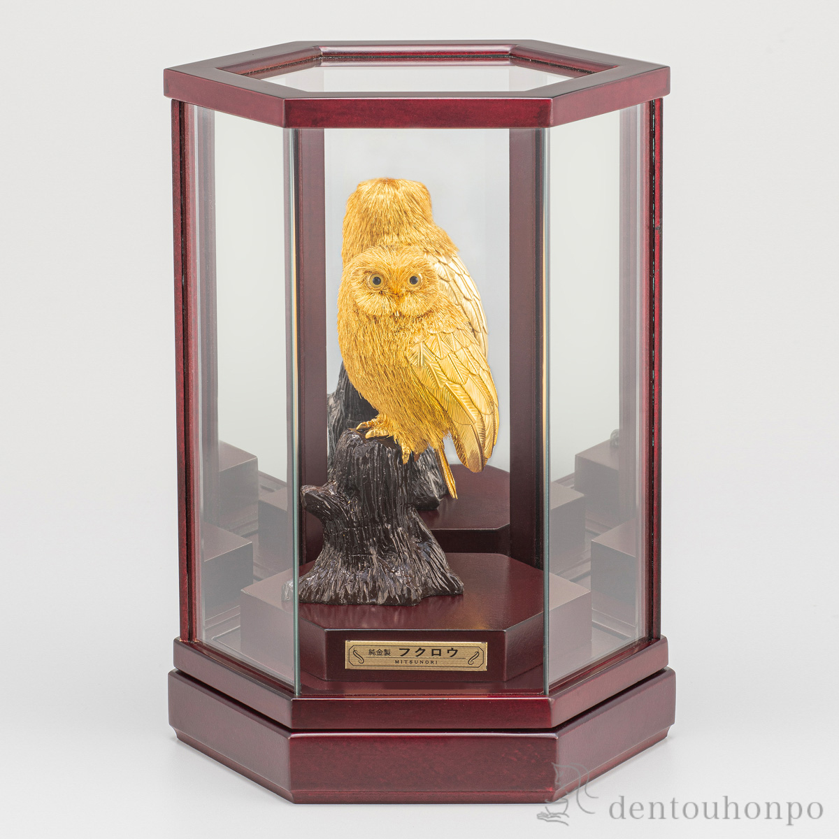 【送料無料】純金 フクロウ E 80g≪注文後に商品取り寄せ、後日納期連絡致します≫ ( 光則（金工芸） 木札名入れ有料 高級 コレクション 美術品 工芸品 伝統 東京銀器（金工芸） )