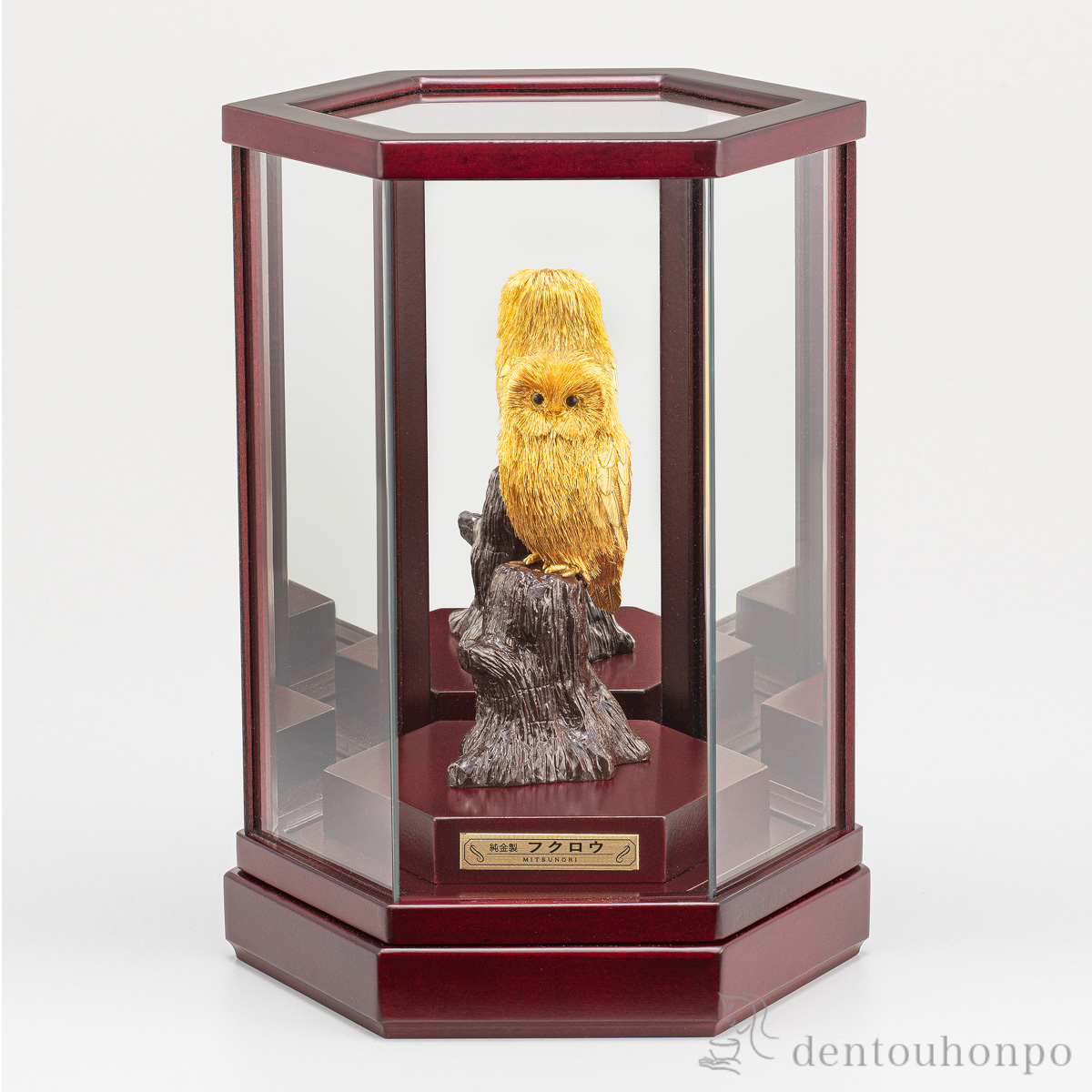 【送料無料】純金 フクロウ F 40g≪注文後に商品取り寄せ、後日納期連絡致します≫ ( 光則（金工芸） 木札名入れ有料 高級 コレクション 美術品 工芸品 伝統 東京銀器（金工芸） )