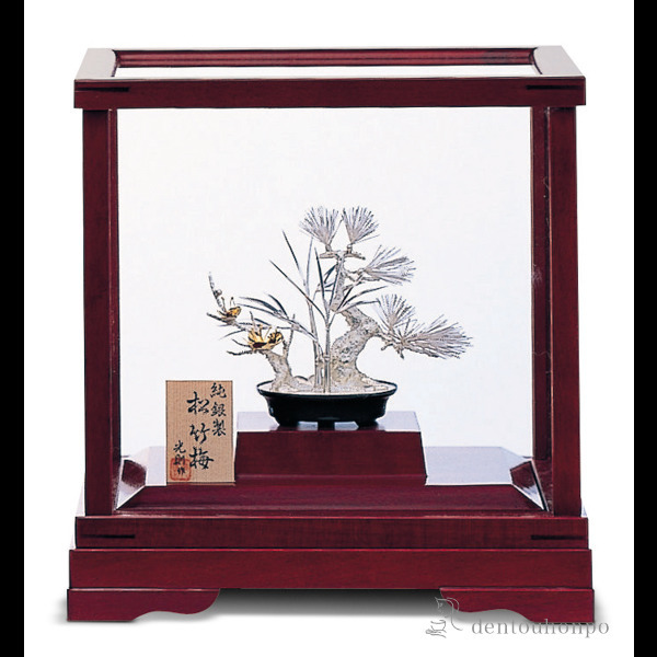 【送料無料】銀製 盆栽 松竹梅 特小≪約半年で出荷予定≫ ( 木札名入れ有料 退職祝い 定年 高級 コレクション 美術品 工芸品 伝統 東京銀器（銀工芸） )