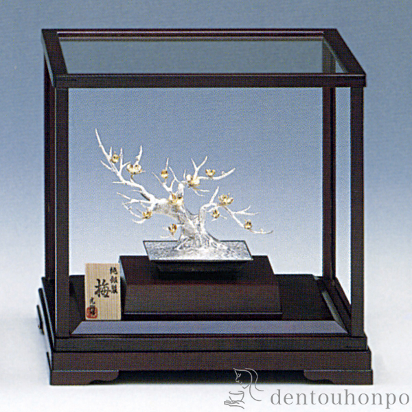 【送料無料】銀製 盆栽 梅 A 4号・40g≪約半年で出荷予定≫ ( 木札名入れ有料 高級 コレクション 美術品 工芸品 伝統 東京銀器（銀工芸） )