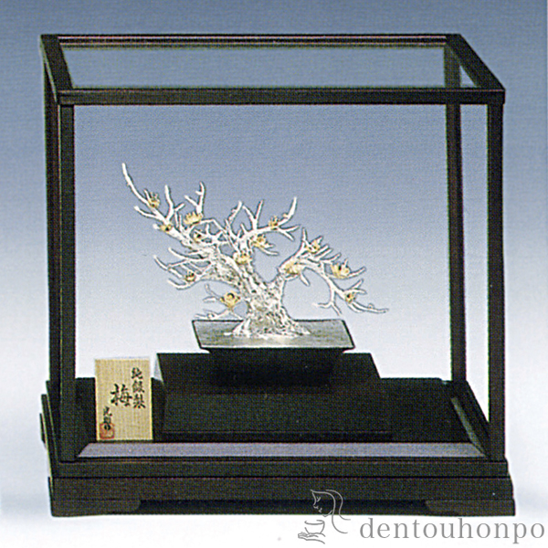 【送料無料】銀製 盆栽 梅 A 6号・90g≪約半年で出荷予定≫ ( 木札名入れ有料 高級 コレクション 美術品 工芸品 伝統 東京銀器（銀工芸） )