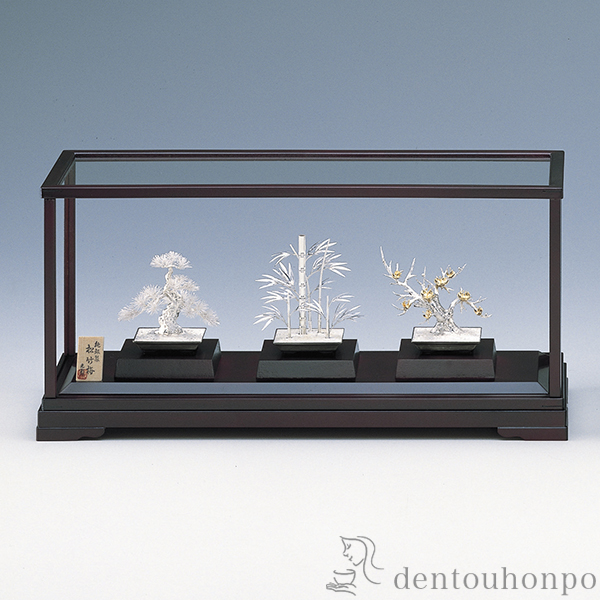 【送料無料】銀製 盆栽 三点セット B 2号・60g≪約半年で出荷予定≫ ( 光則（銀工芸） 木札名入れ有料 高級 コレクション 美術品 工芸品 伝統 東京銀器（銀工芸） )