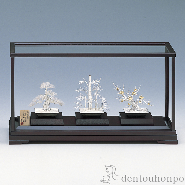 【送料無料】銀製 盆栽 三点セット A 3号・87g≪約半年で出荷予定≫ ( 光則（銀工芸） 木札名入れ有料 高級 コレクション 美術品 工芸品 伝統 東京銀器（銀工芸） )