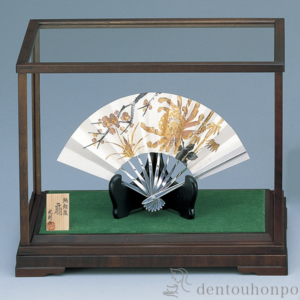 【送料無料】銀製 扇子 四君子 D 7.0号・68g≪在庫確認後、10~14営業日程で出荷≫ ( 光則（銀工芸） 木札名入れ有料 高級 コレクション 美術品 工芸品 伝統 東京銀器（銀工芸） )