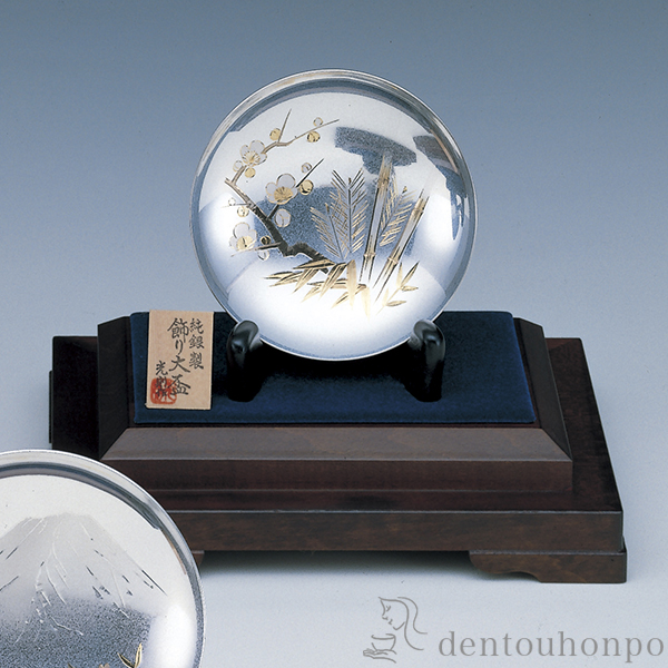 【送料無料】純銀 飾り大盃 松竹梅 A 5.0号・210g≪在庫確認後、10~14営業日程で出荷予定≫ ( 光則（銀工芸） 木札名入れ有料 高級 コレクション 美術品 工芸品 伝統 東京銀器（銀工芸） )