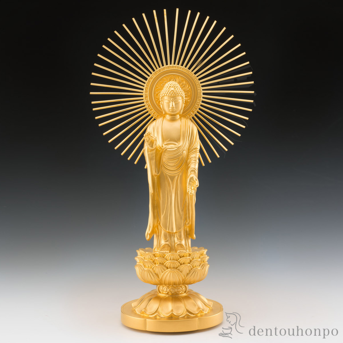 【送料無料】純金 阿弥陀如来（御東） 190g≪1ヶ月程で出荷予定≫ ( 木札名入れ有料 仏壇 寺院 仏様 日本 仏具 東京銀器（金工芸） )