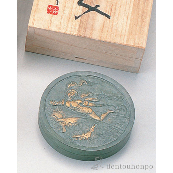 【送料無料】銅製 朱肉入 天女 大≪在庫確認後、1~3営業日で出荷≫ ( ケース 高級 人気 お土産 おすすめ 高岡銅器 )