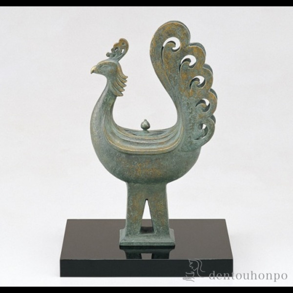 【送料無料】銅製 鳳凰香炉 木製塗板付き≪在庫確認後、1~3営業日で出荷≫ ( 木札名入れ有料 置物 幸運 風水 縁起物 人気 高岡銅器 )