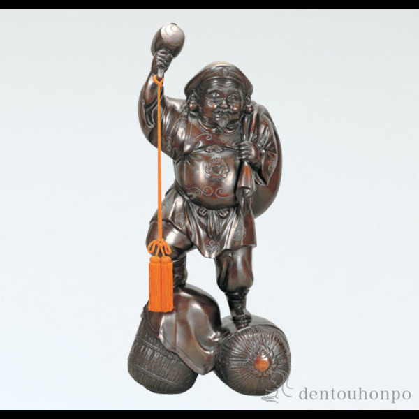 【送料無料】銅製 大黒 銀線入 28号≪在庫確認後、1~3営業日で出荷≫ ( 木札名入れ有料 恵比寿 大黒 宝船 置物 幸運 高岡銅器 )