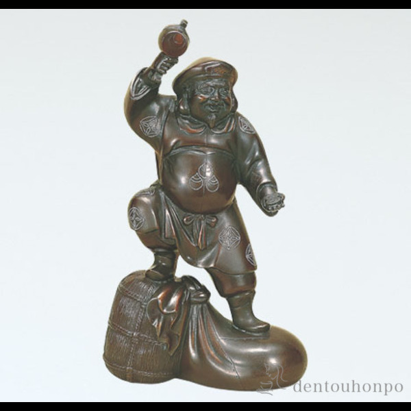 【送料無料】銅製 千両大黒 銀線入 12号≪在庫確認後、1~3営業日で出荷≫ ( 木札名入れ有料 恵比寿 大黒 宝船 置物 幸運 高岡銅器 )