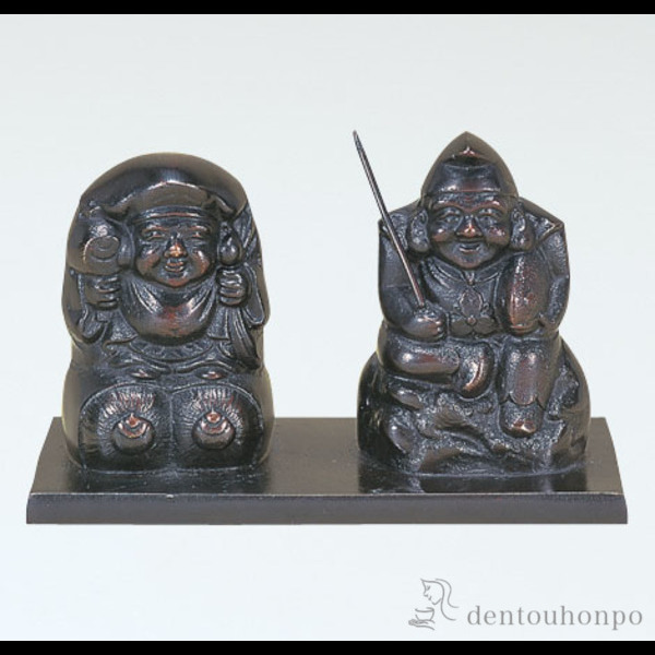 【送料無料】銅製 台付 福の神≪在庫確認後、1~3営業日で出荷≫ ( 木札名入れ有料 恵比寿 大黒 宝船 置物 幸運 高岡銅器 )