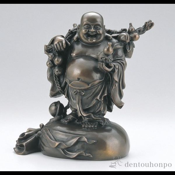 【送料無料】銅製 福禄布袋≪在庫確認後、1~3営業日で出荷≫ ( 木札名入れ有料 恵比寿 大黒 宝船 置物 幸運 高岡銅器 )