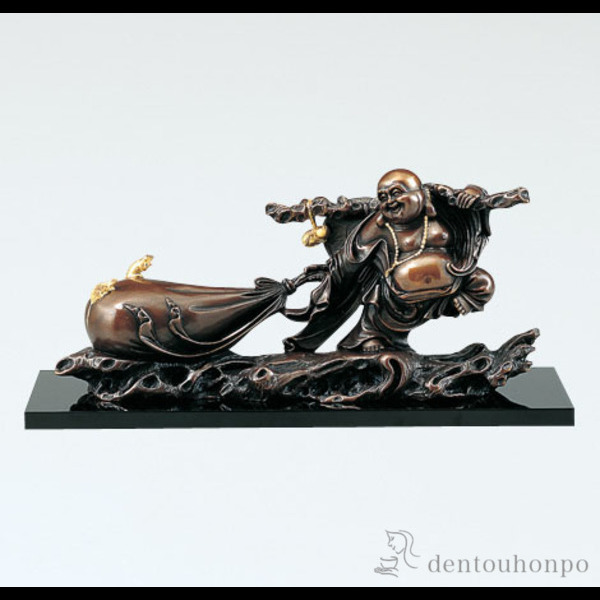 【送料無料】銅製 招福 山吹色 塗板付き≪在庫確認後、1~3営業日で出荷≫ ( 木札名入れ有料 恵比寿 大黒 宝船 置物 幸運 高岡銅器 )