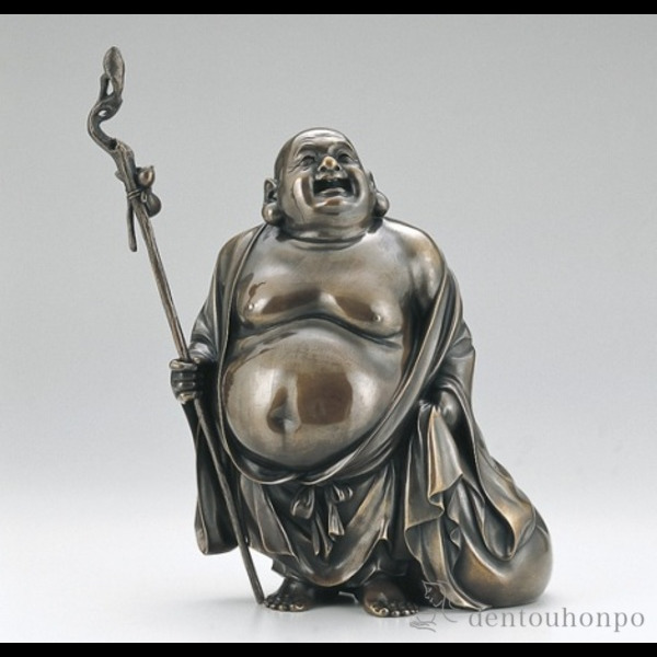 【送料無料】銅製 歓喜布袋 山吹色≪在庫確認後、1~3営業日で出荷≫ ( 木札名入れ有料 恵比寿 大黒 宝船 置物 幸運 高岡銅器 )