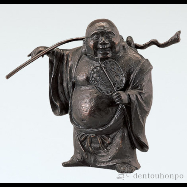 【送料無料】銅製 木彫風 布袋≪在庫確認後、1~3営業日で出荷≫ ( 木札名入れ有料 恵比寿 大黒 宝船 置物 幸運 高岡銅器 )