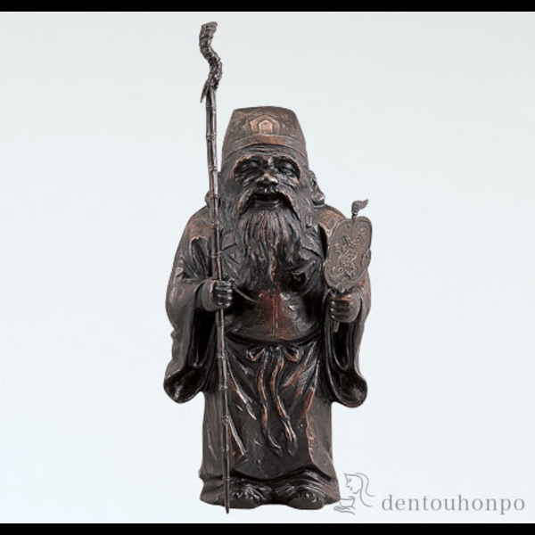 【送料無料】銅製 木彫風 寿老人≪3ヶ月程で出荷予定≫ ( 木札名入れ有料 恵比寿 大黒 宝船 置物 幸運 高岡銅器 )