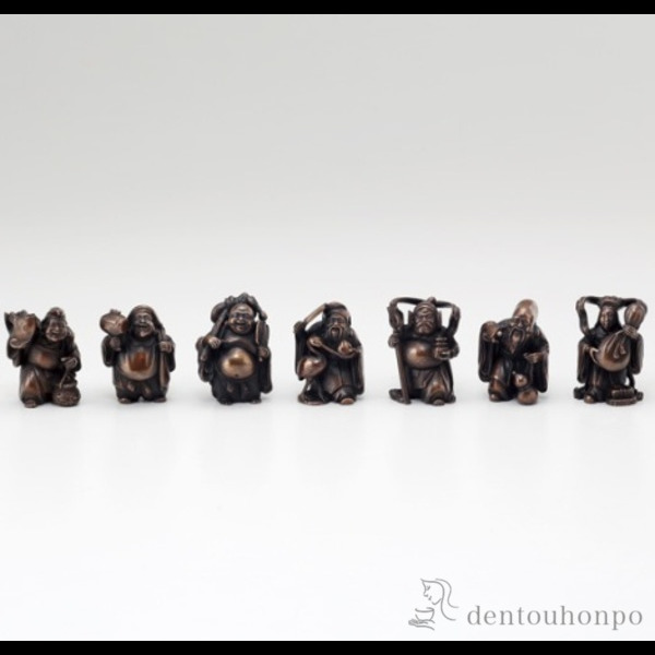 【送料無料】銅製 七福神 ミニ≪在庫確認後、1~3営業日で出荷≫ ( 木札名入れ有料 恵比寿 大黒 宝船 置物 幸運 高岡銅器 )