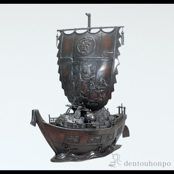 【送料無料】銅製 宝船 30号≪在庫確認後、1~3営業日で出荷≫ ( 木札名入れ有料 置物 七福神 恵比寿 大黒 幸運 高岡銅器 )