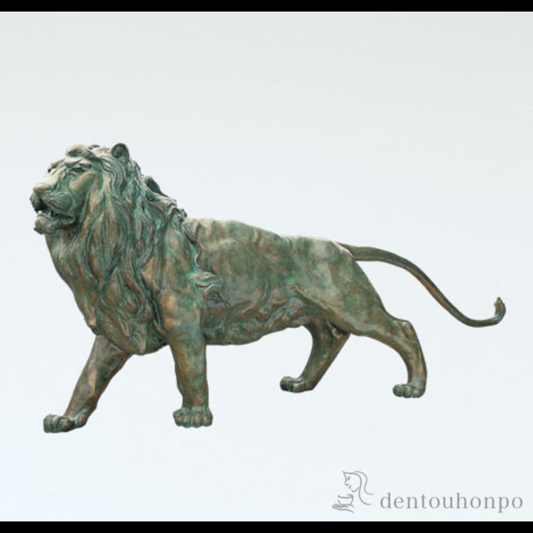 【送料無料】銅製 ライオン 80号≪在庫確認後、1~3営業日で出荷≫ ( 木札名入れ有料 銅像 屋外 美術品 工芸品 伝統 高岡銅器 )
