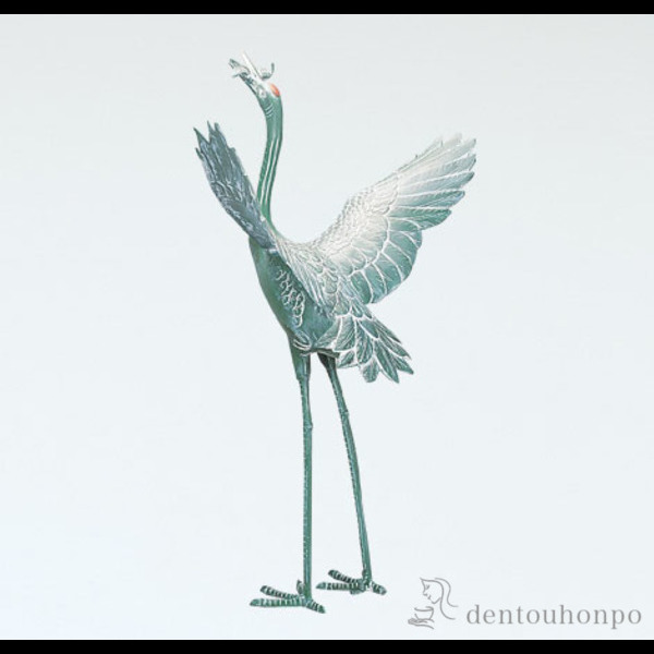 【送料無料】銅製 羽根拡げ鶴 噴水 35号≪在庫確認後、1~3営業日で出荷≫ ( 木札名入れ有料 屋外 庭 蛇口 ガーデン ガーデニング 高岡銅器 )