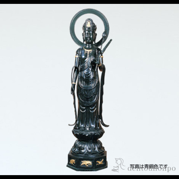 【送料無料】聖観音 円 青銅色 40号≪在庫確認後、1~3営業日で出荷≫ ( 木札名入れ有料 仏像 お寺 日本 屋外 屋内 高岡銅器 )