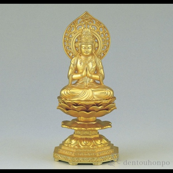 【送料無料】勢至菩薩 純金メッキ 午年生まれのお守本尊≪在庫確認後、1~3営業日で出荷≫ ( 木札名入れ有料 仏壇 寺院 仏様 日本 仏具 高岡銅器 )