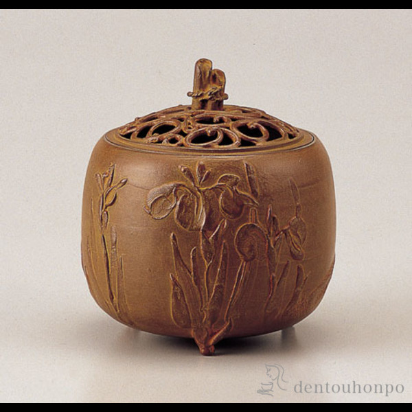 【送料無料】銅製 杜若文香炉 焼朱銅色≪在庫確認後、1~3営業日で出荷≫ ( お香 線香 リラックス 仏具 人気 高岡銅器 )