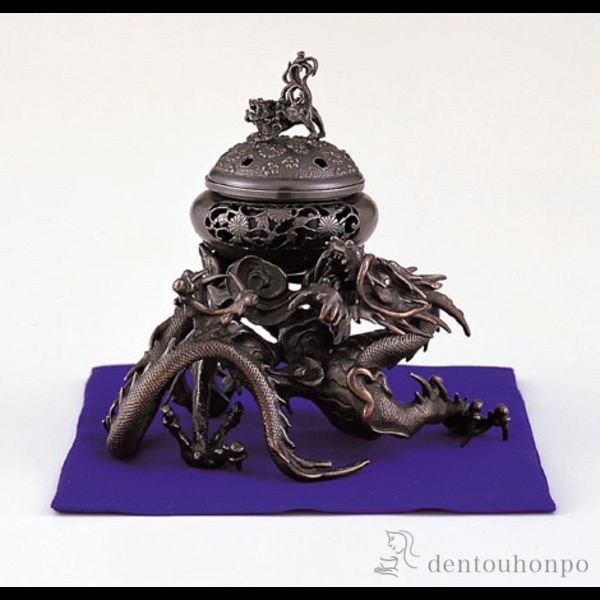【送料無料】銅製 吉祥龍香炉≪在庫確認後、1~3営業日で出荷≫ ( お香 線香 リラックス 仏具 人気 高岡銅器 )