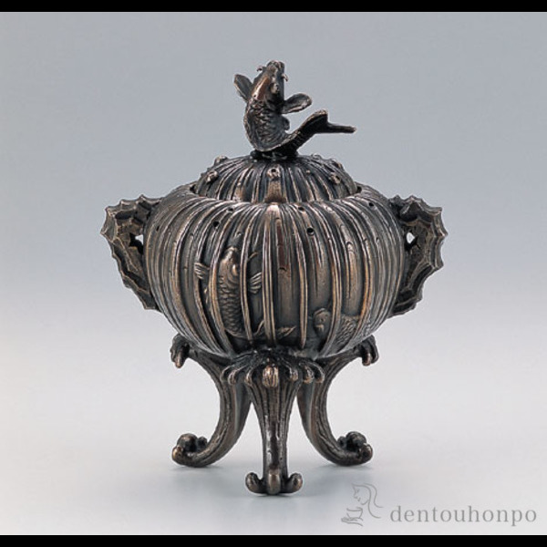 【送料無料】銅製 鯉の滝登り香炉≪在庫確認後、1~3営業日で出荷≫ ( お香 線香 リラックス 仏具 人気 高岡銅器 )