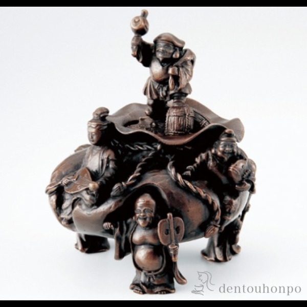 【送料無料】招福七福神香炉 蝋型青銅≪在庫確認後、1~3営業日で出荷≫ ( お香 線香 リラックス 仏具 人気 高岡銅器 )