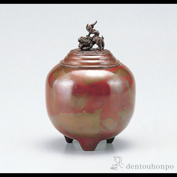 【送料無料】銅製 夏目形香炉 本焼朱銅色≪在庫確認後、1~3営業日で出荷≫ ( お香 線香 リラックス 仏具 人気 高岡銅器 )