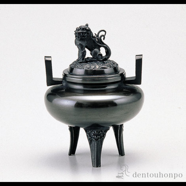 【送料無料】銅製 平丸獅子蓋香炉≪在庫確認後、1~3営業日で出荷≫ ( お香 線香 リラックス 仏具 人気 高岡銅器 )