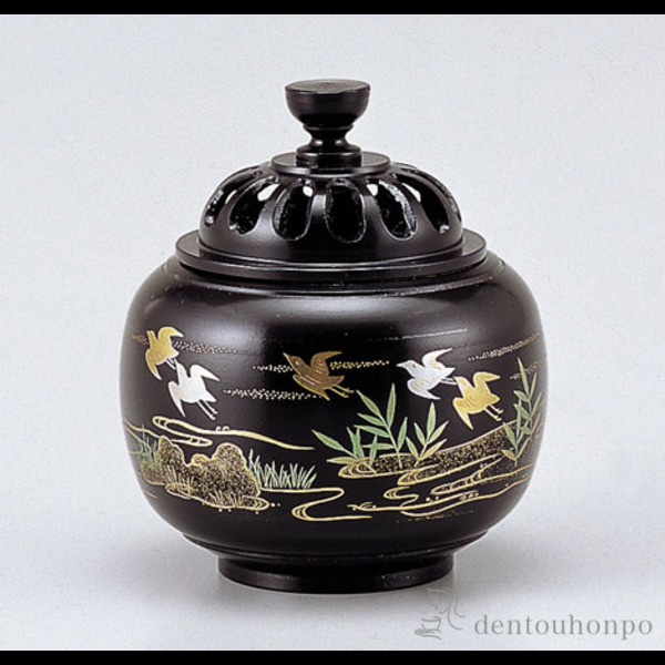 【送料無料】銅製 玉胴型香炉 波千鳥≪在庫確認後、1~3営業日で出荷≫ ( お香 線香 リラックス 仏具 人気 高岡銅器 )