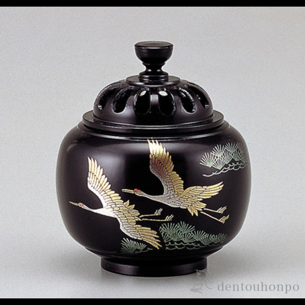 【送料無料】銅製 玉胴型香炉 双鶴≪在庫確認後、1~3営業日で出荷≫ ( お香 線香 リラックス 仏具 人気 高岡銅器 )