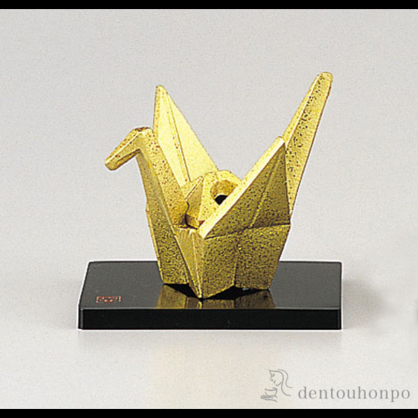 【送料無料】折鶴香炉 鉄製 小 台付き≪在庫確認後、1~3営業日で出荷≫ ( お香 線香 リラックス 仏具 人気 高岡銅器 )