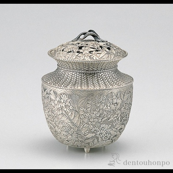 【送料無料】七草香炉 銀色≪在庫確認後、1~3営業日で出荷≫ ( お香 線香 リラックス 仏具 人気 高岡銅器 )