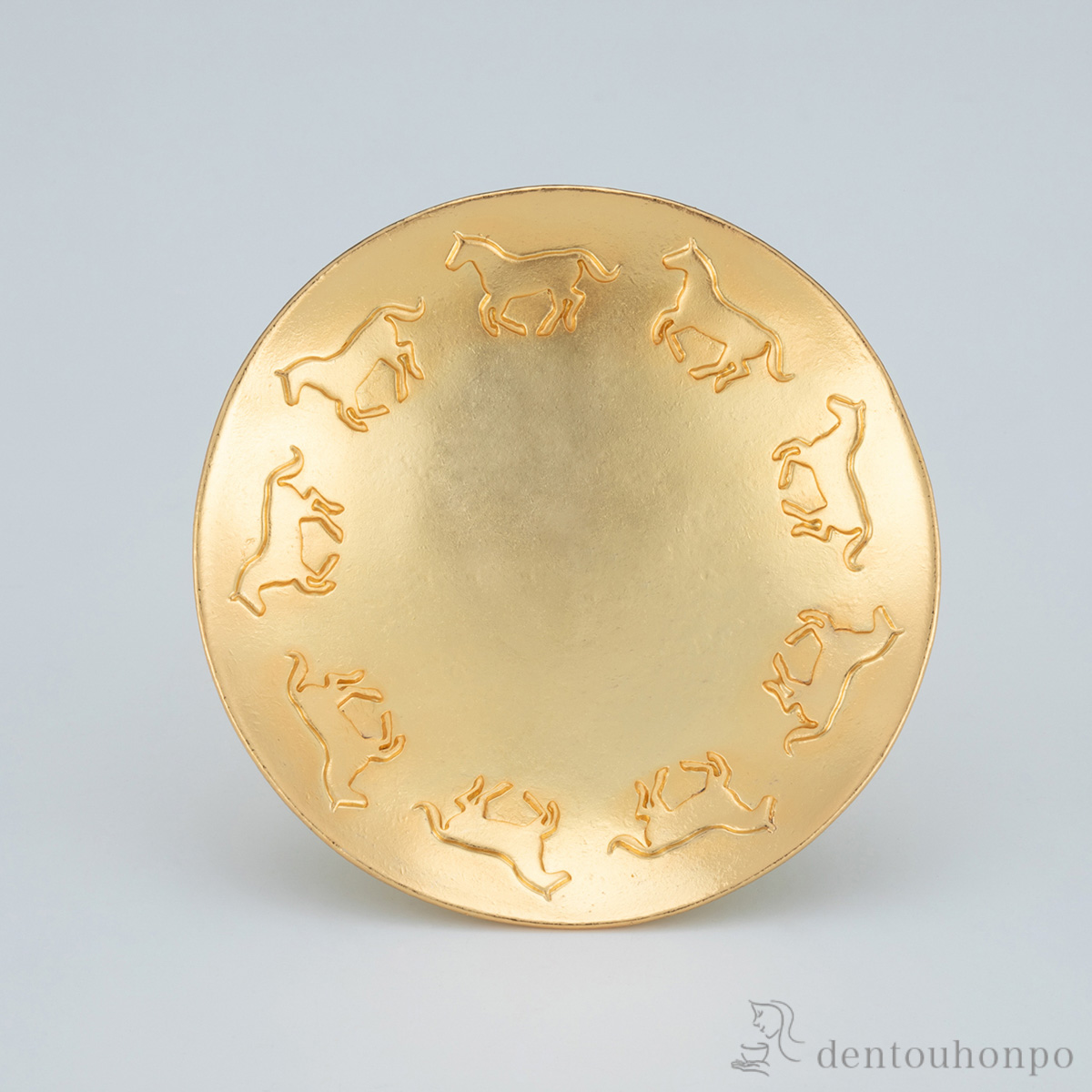 【送料無料】盃 馬九行く （金メッキ）≪在庫確認後、1~3営業日で出荷≫ ( お正月 新年 午 馬 十二支 2026年 開運 高岡銅器 )