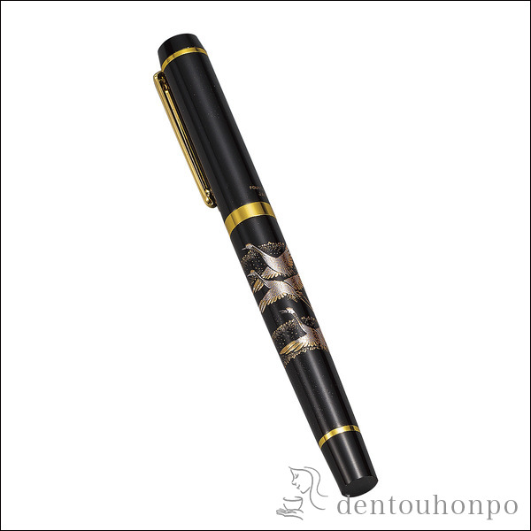 漆芸万年筆 鶴≪在庫確認後、1~3営業日で出荷≫ ( 名入れ有料 まんねんひつ インク付 文房具 万年ひつ 山中漆器 山中漆器 )