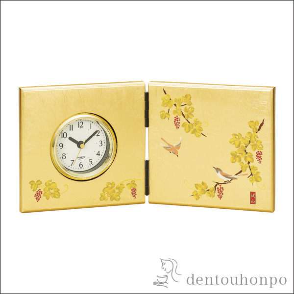 屏風時計 金華 小≪在庫確認後、1~3営業日で出荷≫ ( 名入れ有料 置時計 置き時計 アクセサリー パソコンデスク 人気 山中漆器 )