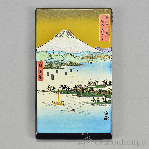 ＬＥＤスライドルーペ 三保の松原と富士山 黒≪在庫確認後、1~3営業日で出荷≫ ( 名入れ有料 退職祝い 定年 ライト付き LED 読書 携帯 人気 山中漆器 )