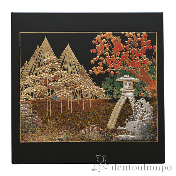 マウスパッド 兼六園（Ｂ） 黒≪在庫確認後、1~3営業日で出荷≫ ( 名入れ有料 退職祝い 定年 お祝い マウス 周年記念品 創立記念品 販促品 山中漆器 )