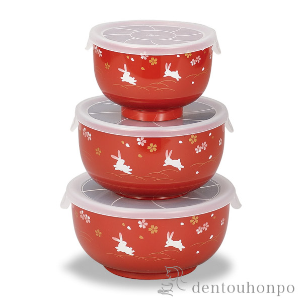 レンジ椀 花あそび 赤 3P シール付≪在庫確認後、1~3営業日で出荷≫ ( セット プレゼント 夫婦 おすすめ 人気 山中漆器 )