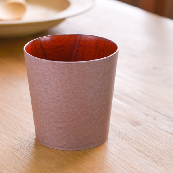 うつろいカップ シルキー／ピンク L≪在庫確認後、1~3営業日で出荷≫ ( 焼酎グラス ビアカップ ビールグラス フリーカップ グラス 山中漆器 )