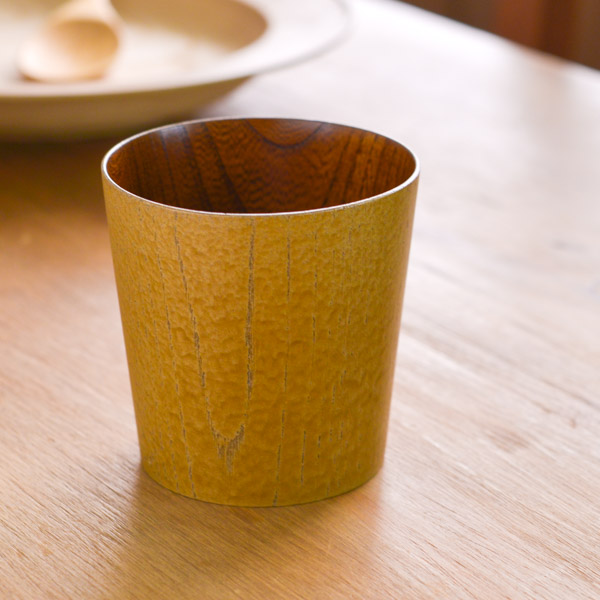 うつろいカップ シャンパンゴールド／拭漆 L≪在庫確認後、1~3営業日で出荷≫ ( 焼酎グラス ビアカップ ビールグラス フリーカップ グラス 山中漆器 )